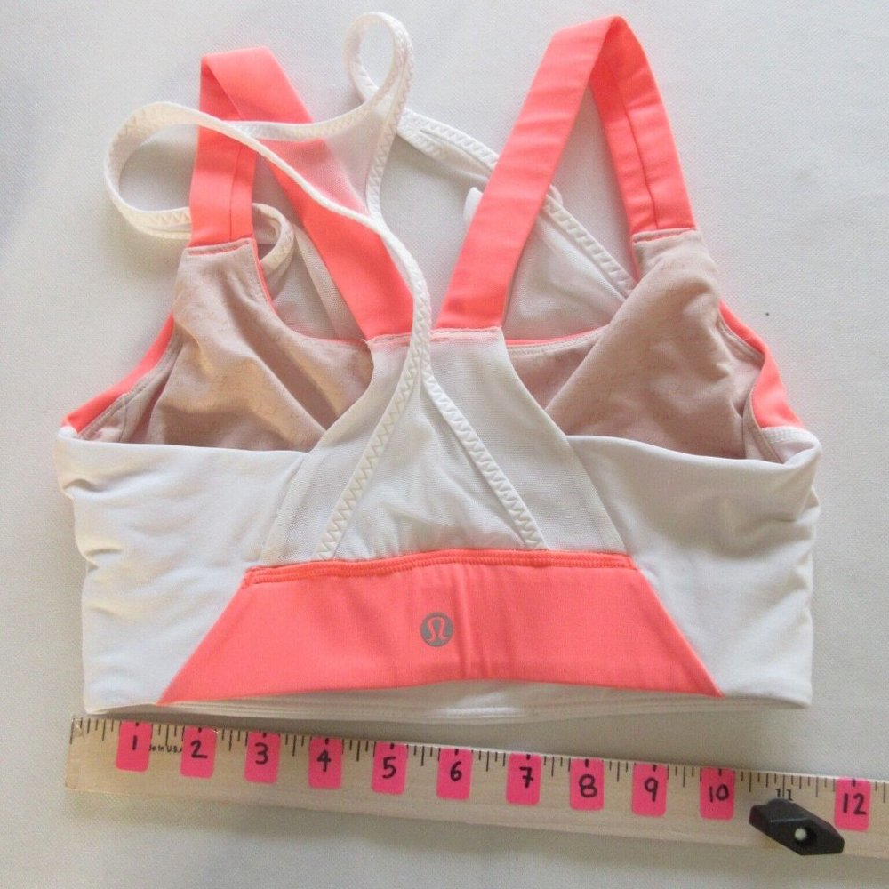 Lululemon Ready Set Sweat sports bra size 4 white Peach Shelf-Bra Non padded - Picture 3 of 8